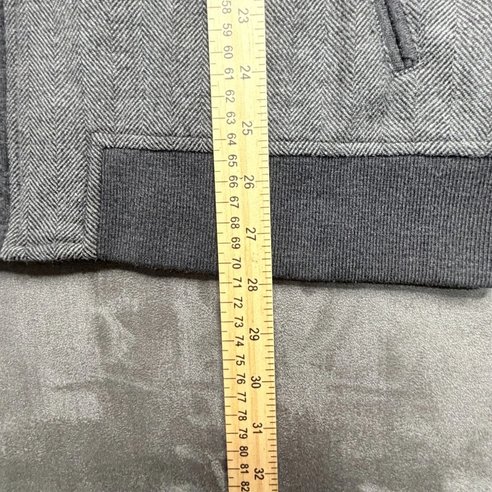 Ted Baker Bomber Jacket Mens 5 XL Gray Herringbone Wool Blend Zip Front Hybrid